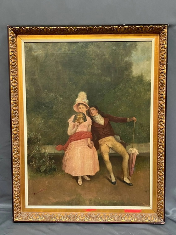 A. Corti. Galante scène. – Schilderijen & Tekeningen, Canvas (photo 2 of 7)