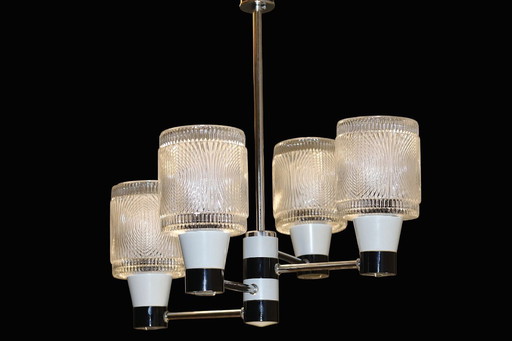 DRUKOV 4-armiger Kronleuchter aus den 1960er Jahren – Tschechoslowakischer Mid-Century-Modern-Stil