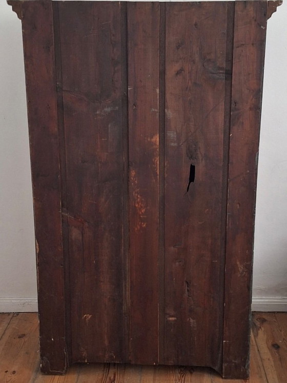 Antieke blauwe, handbeschilderde kleine alpine kledingkast, circa 1810-1820. – Kledingkasten, Wood (photo 8 of 12)