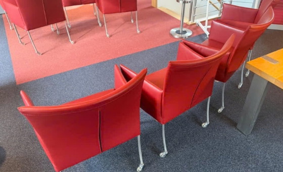 Sedie Bert Plantagie Arc XL su ruote, Sedie da pranzo, Pelle, Rosso (foto 5 di 5)