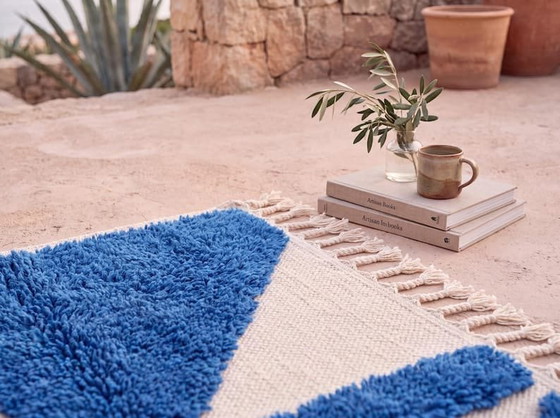 Alfombra bereber azul hecha a mano a medida con diseño especial, 2/3 m – Aime Té, Wool (photo 6 of 8)