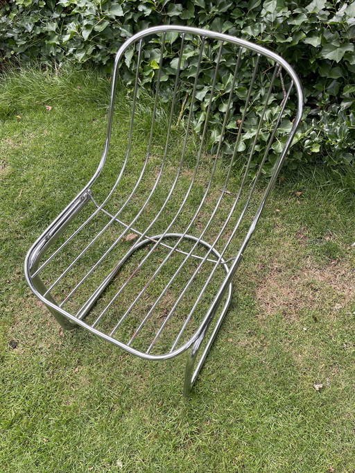 Vintage Rinaldi draadstoel van verchroomd metaal