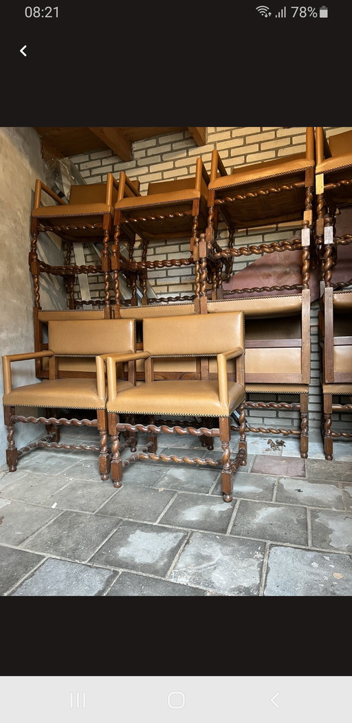 14 antique twisted chairs