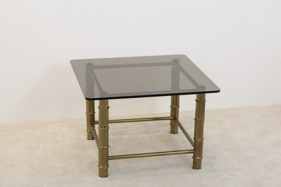 Faux Bamboo Brass Side- or Coffee Table, Metal, Hollywood Regency (photo 2 of 9)