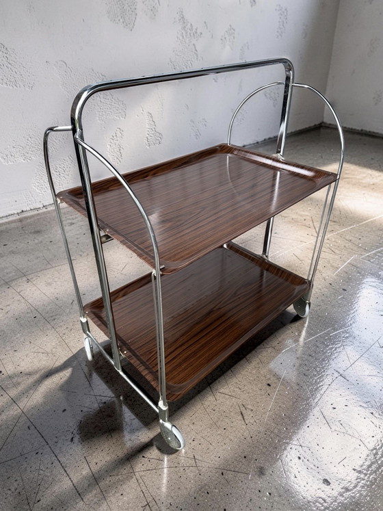 Vintage ‘Dinett’ Inklapbare Serveerwagen – Gerlinol / Bremshey, Jaren 70 – Metal, Plastic (photo 4 of 7)