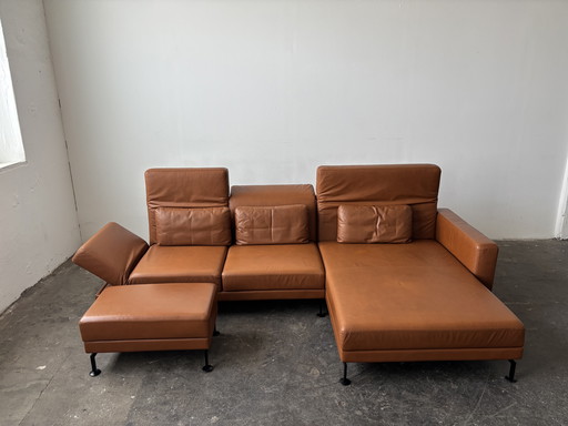 Brühl Moule designer corner sofa couch leather cognac