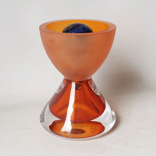 Royal Leerdam Helix Objekt/orangefarbene Vase von Menno Jonker