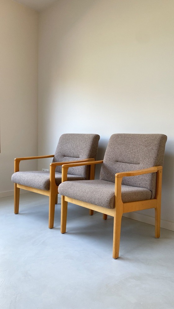 Image 1 of Vintage Wooden Sitting Area 3 Seater Sofa and 2 Armchairs