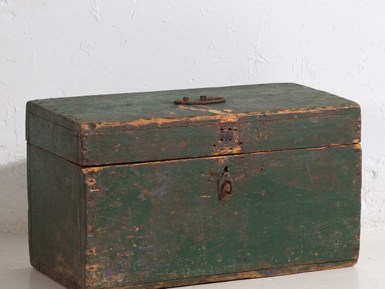 Antique green antique military chest (c.1910) #1 – Chest of drawers, Rustic (photo 2 of 22)