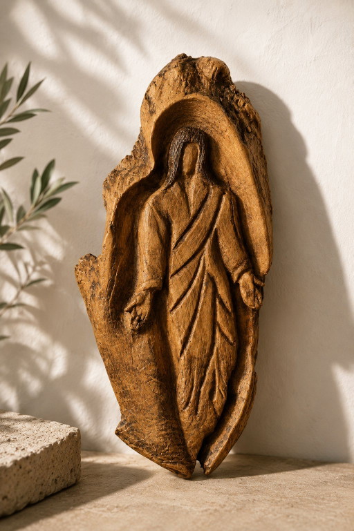 Organic Brutalist Wooden Wall Sculpture – Hand Carved Art Piece