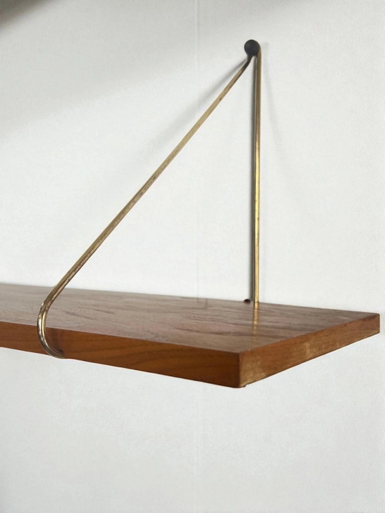 Étagère murale String vintage en bois avec supports métalliques | Style Mid-Century | Étagère ouverte | (photo 6 of 8)