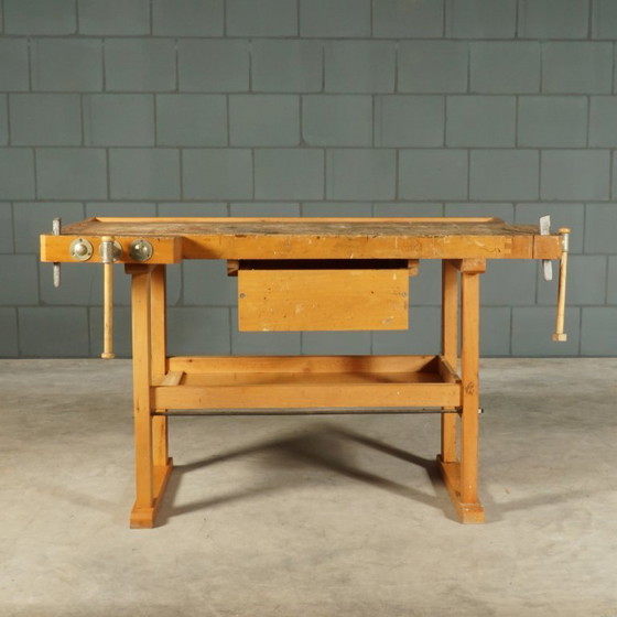 Image 1 of Vintage robust wooden workbench – 1960s/70s