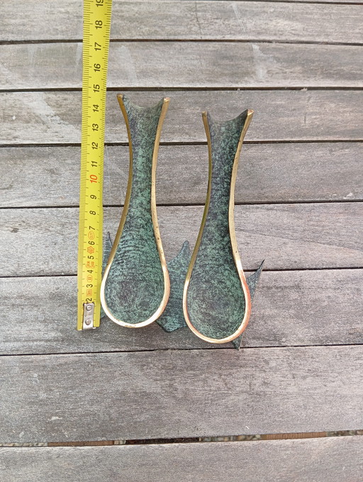 Porte-pipe double en bronze modèle Hirondelle mid-century