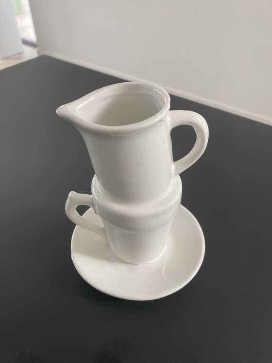 Image 1 of Modern vase made of stacked tableware