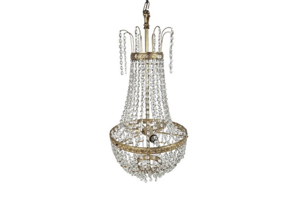 Image 1 of Lámpara de araña - Estilo Imperio - cristal - latón - siglo XX