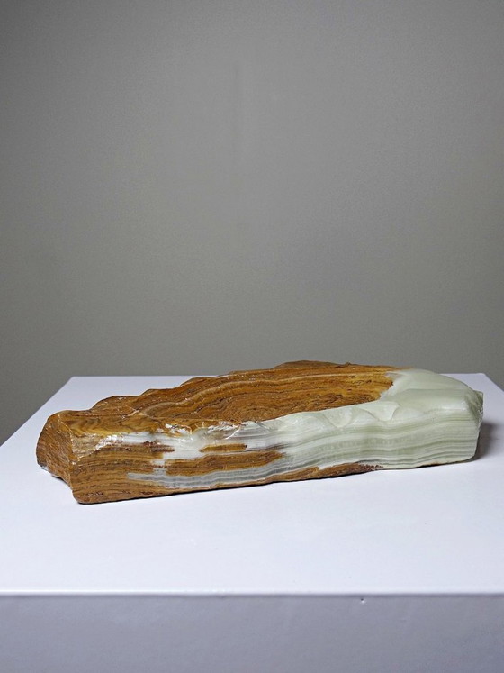 Image 1 of Vintage brutalist carved green onyx ashtray from the 1950s-1970s, Italy