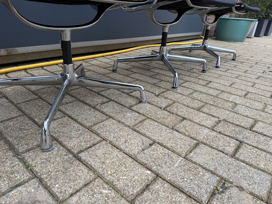 Image 1 of 4x Vitra Eames Ea107 office chairs, black hopsack and chrome