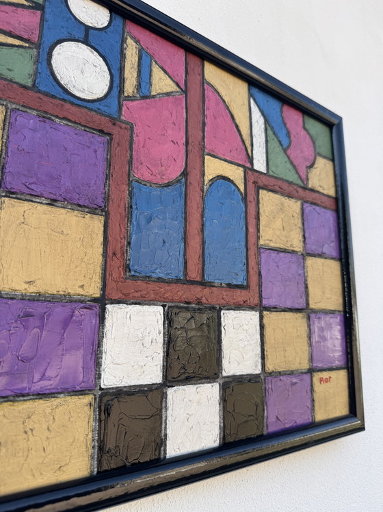 Colorful Geometric Abstract Painting – Paintings & Drawings, Paper (photo 10 of 10)