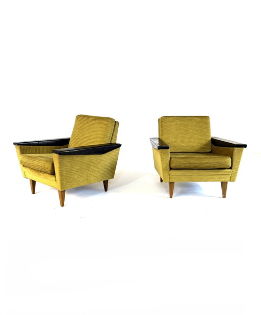 Set di 2 poltrone vintage in velluto, anni '60