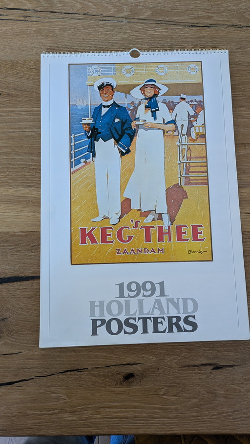 Calendario vintage de Holanda, pósteres de 1991 (casa financiera)