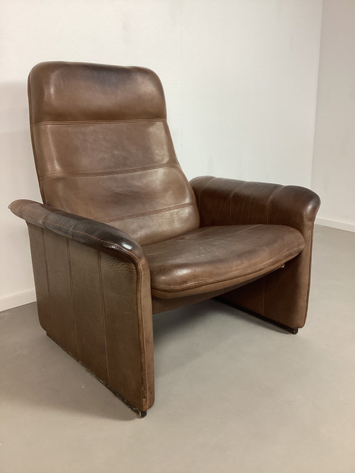 Brutalist Desede De Sede Vintage Ds50 Buffalo Leather Lounge Chair Armchair