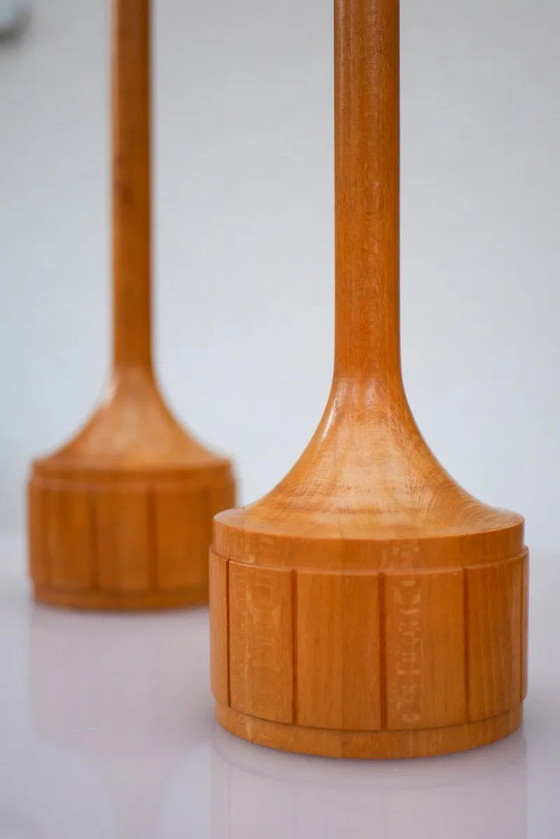 Image 1 of Scandinavian oak table lamps from Elpe, set of 2