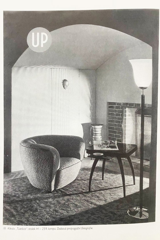 Table Art Déco "Pavouk" restaurée, par J. Halabala, UP Závody, Chêne, Tchèque, années 1940 (photo 11 of 11)