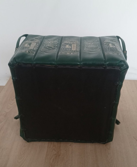 Image 1 of Vintage pouf with Egyptian motifs