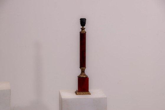 Image 1 of Set of French Empire style lamps made from amber bakelite and brass