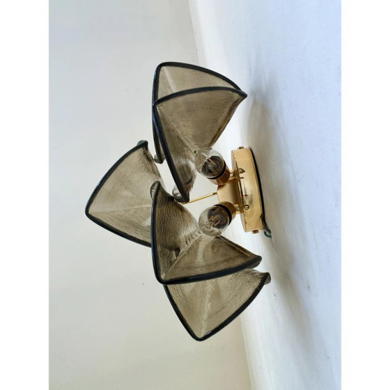 Image 1 of Contemporary Modern Smoked-Fumè "Rondini" Murano Wall Sconces- Set of Two