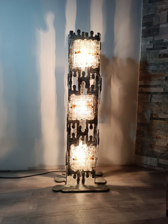 Image 1 of Brutalistische, skulpturale Stehlampe von Albano Poli für Poliarte, 1970