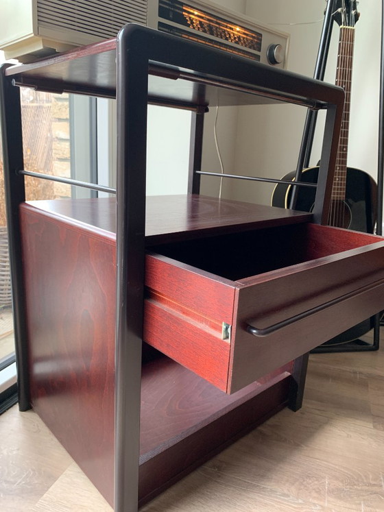 Mahogany Wood Metal Audio Furniture/Side Table Vintage, Chest of drawers, Brown, Modern (photo 6 of 10)