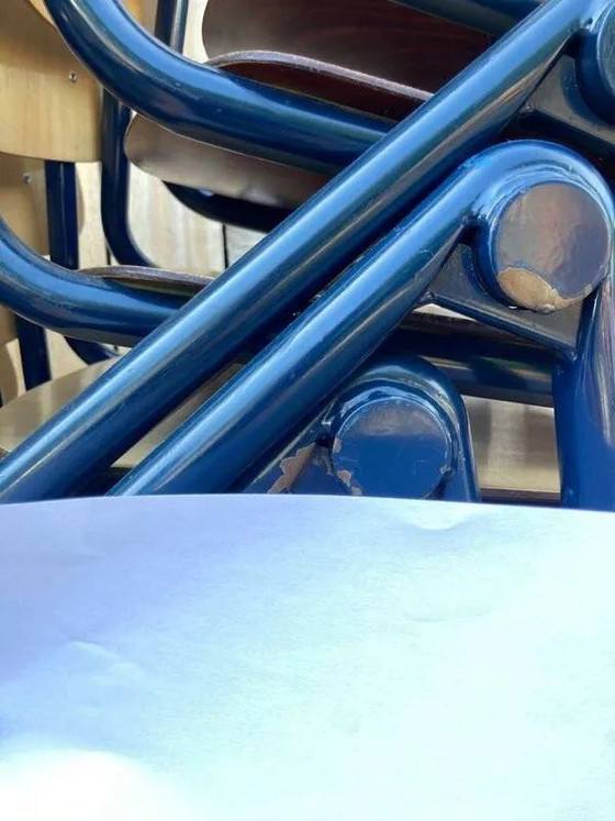 Vintage Galvanitas S35 chair, blue compass frame, Dining chairs, Wood, Industrieel (photo 11 of 18)
