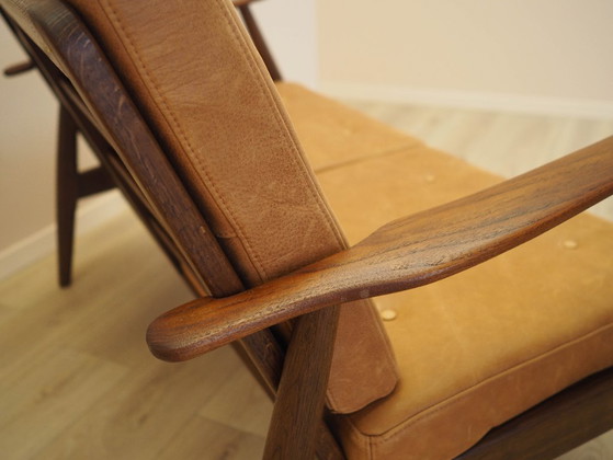 Divano danese a due posti in rovere massello oliato, con rivestimento in pelle naturale, risalente agli (photo 13 of 20)