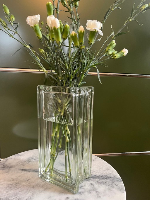 Jarrón vintage de bloques de vidrio