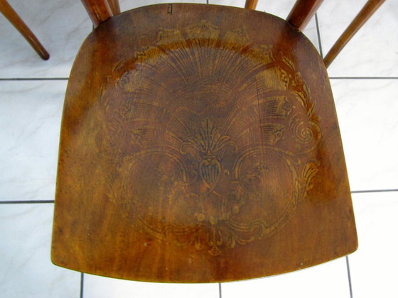 Image 1 of 6x zeer zeldzame Luterma eetkamerstoelen (1870-1920)