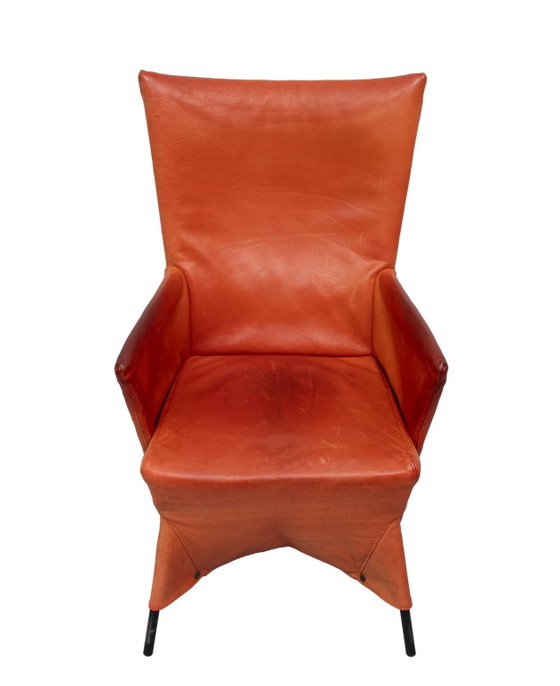 Gerard van der Berg fauteuil met oranje leren rok, jaren 80 – Leather, Dutch Design Style (photo 27 of 40)