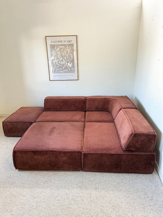 Image 1 of COR Trio modulaire bank in terracotta fluweel uit de jaren 70