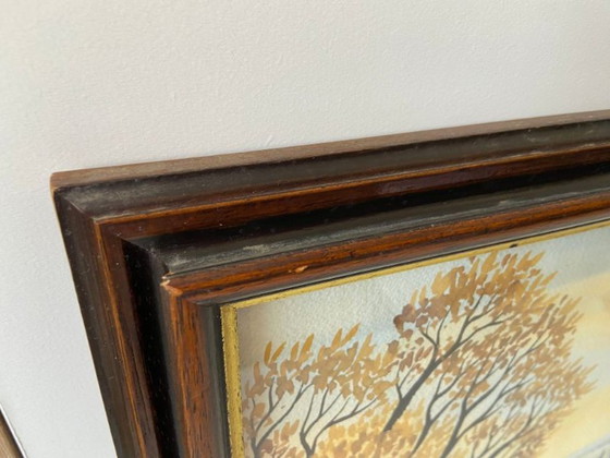 Image 1 of Watercolor Village of Provence Art France Painting Framed Signed Cardi ?? Artwork