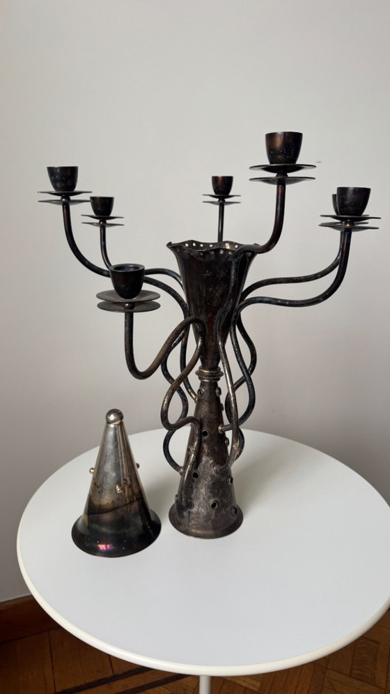 Image 1 of Versilberter Driade-Kerzenständer „Simon“ – Borek Sipek – 7-armiger Designklassiker