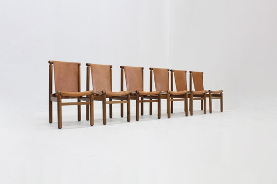 Image 1 of Esszimmerstühle aus italienischem Leder im Mid-Century-Stil von Ilmari Tapiovaara, 6er-Set