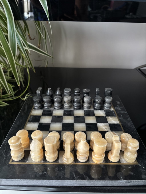 Schaakset van echt marmer