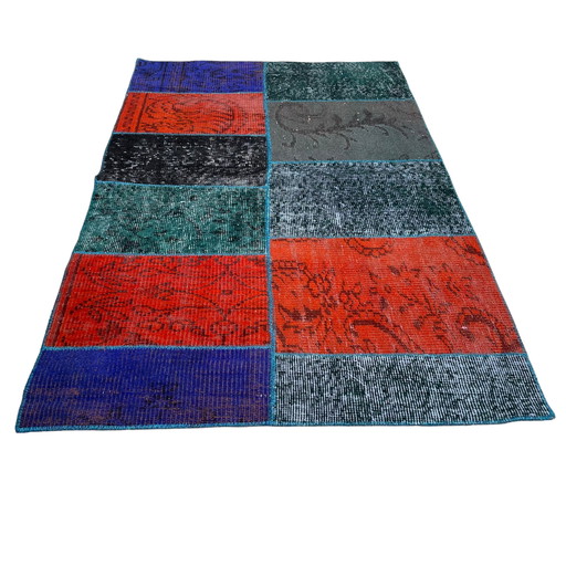 Türkischer Vintage -Patchwork-Teppich