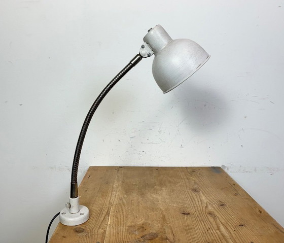 Image 1 of Grey Industrial Workshop Gooseneck Table Lamp, 1960s