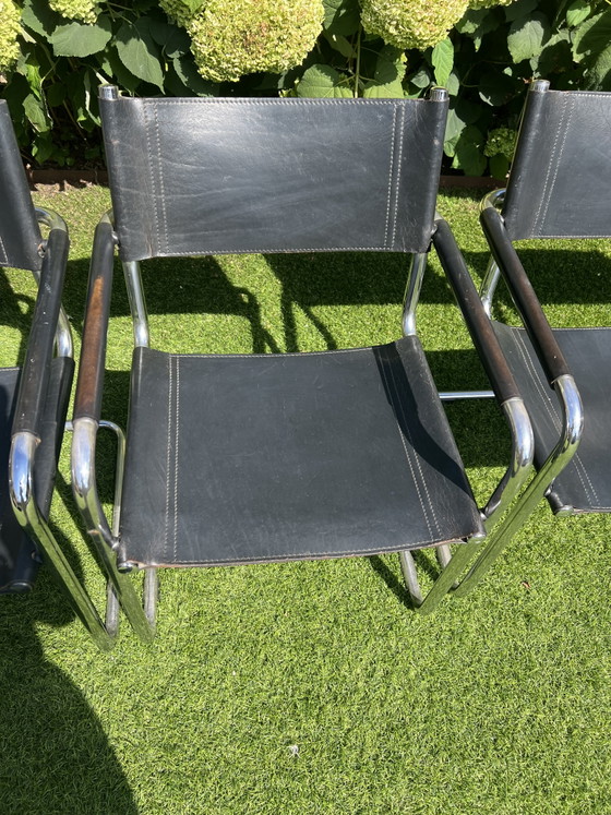 6 sillas con arnés de cuero Matteo Grassi Tube Slide negras – Sillas de comedor, Leather, Metal (photo 5 of 13)