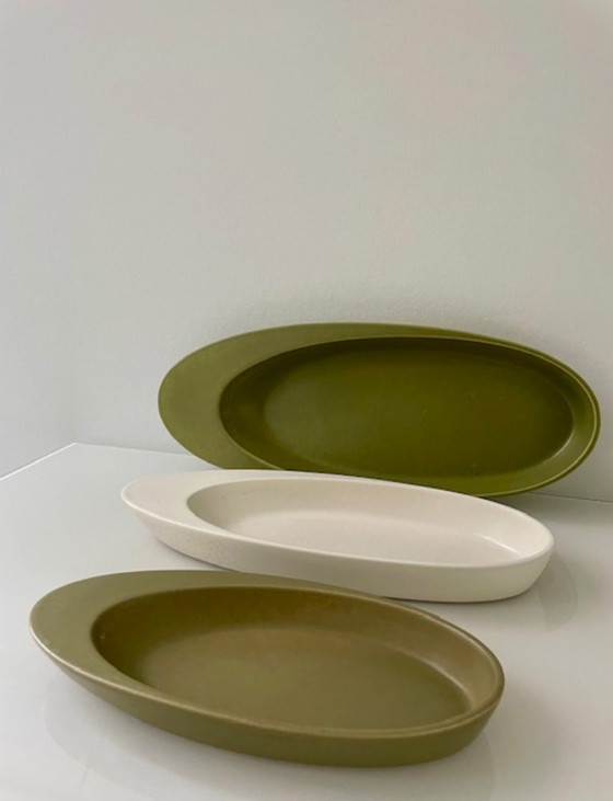 Image 1 of Ensemble de 3 plats de service ellipse vintage des années 1950