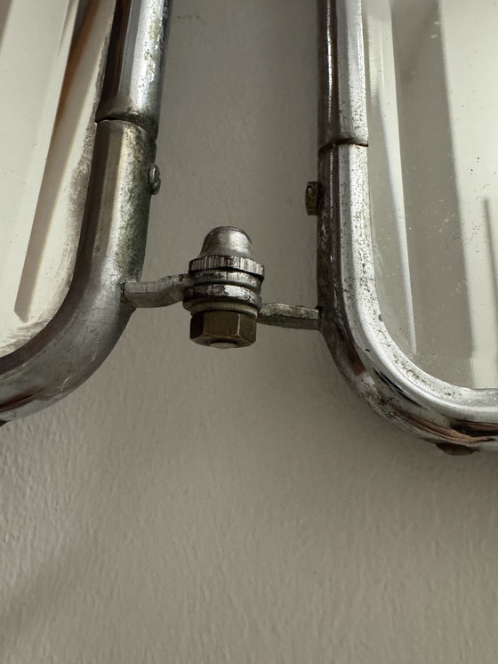 Image 1 of 1950s beveled triptych barber mirror