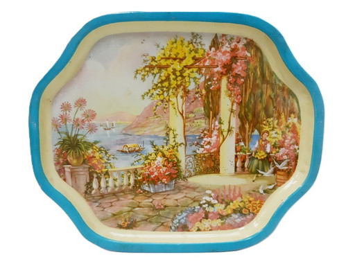 Vintage Tin Tray Marine Landscape Design