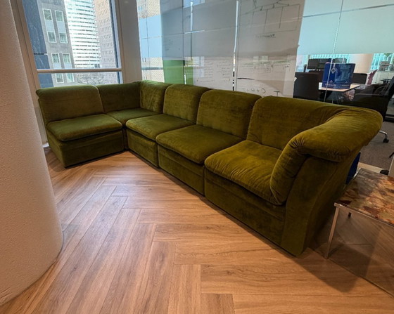 Image 1 of Divano modulare vintage in velluto verde muschio