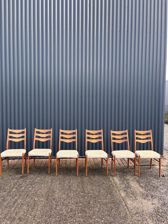 Image 1 of 6 Piece Vintage Dining Chairs Teak Danish